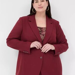Women's Burgundy Blazer Lane Bryant perfect drape blazer NWT
